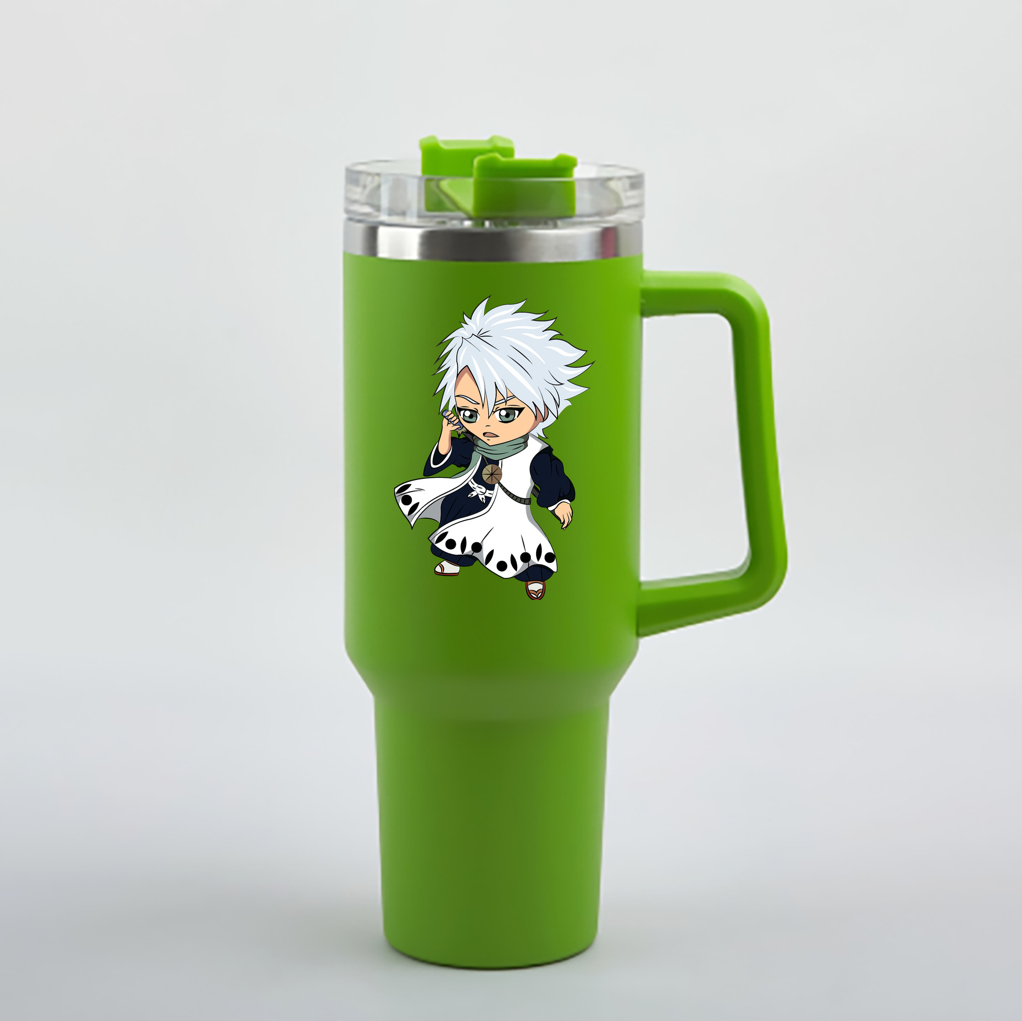 （画像用） ブリーチ 日番谷冬獅郎（ひつがや とうしろう） BLEACH Hitsugaya Toushirou 1200mL車用タンブラー - クリスタルステッカー（プラスチックストロー付き）